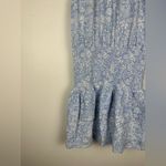 Sundays Light Blue White Floral Smocked Gauze Beachy Shae Dress Women’s Sz S Photo 2