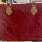 Arcadia Glossy Red and Tan Tote Bag Photo 6