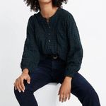 Madewell Plaid Balloon-Sleeve Peasant Top Green Black Size XS Photo 0
