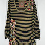 Johnny Was  Tunic Top Long Sleeve Tee T Shirt Embroidered Floral Flowers Large Photo 0