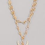 Long Horn Statement Necklace Gold Photo 0