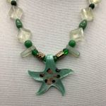 Handmade Beach Style Y2K Vintage Green Seastar Glass Beaded Necklace Photo 1