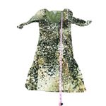 Boston Proper  Sheath Dress Womens Size 10 Green Animal Print V Neck Pullover‎ Photo 4