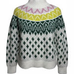 Old Navy Womens Fair Isle Sweater Size L White Multicolor Knit Pullover Boho Photo 0