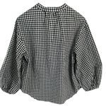 A New Day Black and White Gingham V-Neck Puff 3/4 Sleeve Oversized Top Photo 4