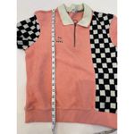 Vans Short Sleeve Pink Checkerboard Skater Retro 1/4 Zip Polo Top EUC SzS Cotton Photo 8