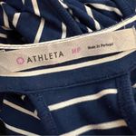 Athleta  Striped Ruched Ponte Racerback Navy & White Tank Dress Women's Size MP Photo 6