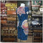 Just Cavalli Geometric Mini Dress Womens Size Medium Blue Black Motif Photo 3