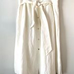 Vince  Belted Button Front Linen Blend Midi Skirt Ivory 1X Photo 3