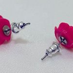 Pink Flower Stud Earrings One Pair Photo 2