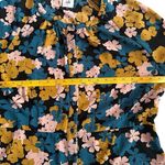 CAbi Favorite Blouse Buttons Balloon Sleeve Black Teal Pink Gold Flowers Large Photo 15