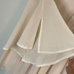Paper Crane Womens Flare Sleeve Dress Tunic Sheer Mini Cutout Beige Size XL Photo 4