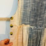 Free People  Cream Blue Wide Leg Woven Thick Cotton Jumpsuit Photo 3