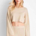 Future Collective NWT with Jenny K. Lopez Cropped Crewneck Sweater Beige Size XS Photo 0