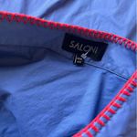 SALONI One Shoulder Ruffle Embroidered FLORAL Dress BLUE Size 6 #134 Photo 6