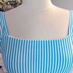SheIn Bikini Top Sky Blue White Stripe Womens Small Tie Back Photo 2