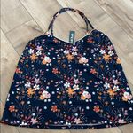 Modcloth 4/$25 NWT  Floral Navy Tank Top with Trim Sz L Photo 0