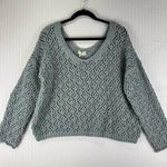 Nicole Miller Artelier X Open Knit V-Neck Sweater Women’s Size X-Large Turquoise Photo 0