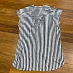 Max Studio Womens Striped Button Front Cap Sleeve Tunic Shirt Size Small White Photo 2