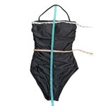 J Crew Ruched one piece black swim suit size 6 Photo 6