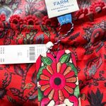 Anthropologie  Farm Rio PATCH Design Vibrant Orange One-Shoulder Top NWT XL Linen Photo 2