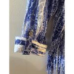 JM Collection  Womens Blue Semi Sheer Button Down Size XXL Blue Striped Coastal Photo 5