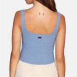 RVCA Womens Tank Top Fine Line Ribbed Top — Blue Slate — Large — NWT Photo 1
