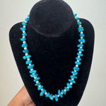 Turquoise Color Bead Nugget Necklace Choker with white pearls Y2K 90s Photo 0