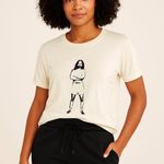 Laila Ali Women’s M Cream Graphic Tee Empowerment Boxer Power Stance Black Size M Photo 0