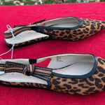 A New Day Women's London Sling Back Flats - size 10 animal print fall winter Photo 0