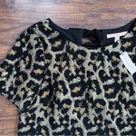 Anthropologie Hutch • Anthro Leopard Top metallic brocade gold black boxy bow neck Photo 4