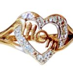 10KP (PLUM) Solid Yellow Gold Womens Diamond Heart Mom 4.5 Ring 2.2 Grams Photo 1