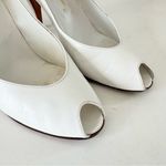 Garolini Women’s White Leather Y2K Peep Toe Pump High Heels Size 8 M Made Italy Photo 3