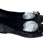 Stuart Weitzman Sliver Black Metallic Snake Skin Embossed Leather Flats Size 7M Photo 5