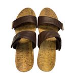 Vionic Pepper Brown Leather Cork Wedge Slip-On Sandals Comfort Arch Support 10 Photo 5