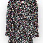 Kenzo Jeans Black Printed Silk Top 3/4 Sleeve Ruffle Cuffs Blouse EU Size 38 Photo 0