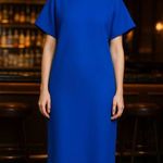 Balenciaga Silk Crepe Blue Midi Dress size 38 Ready to Wear s/s 2017 Photo 12