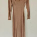 SKIMS New Soft Lounge Shimmer Long Sleeve Dress Camel Tan Metallic Foil Size M Photo 3