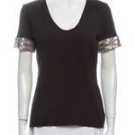 Tory Burch  Black Tee with Sequin Sleeve Size Small Photo 0