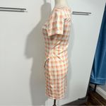 41 Hawthorn Size S Peach White Plaid Knit Pencil Dress NWT Stretch Summer Career Orange Photo 10