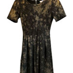 LuLaRoe ‎ Amelia Dress XS Black/Gold A-Line Pleated Knee Length Formal Photo 0