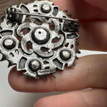 Miracle Orange Rhinestone Celtic Scottish Thistle Brooch Pin Silver Tone Signed Gold Photo 7