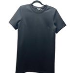 Good American Black Shift Dress Short Sleeve Padded Modern Simple Mini Sz 2 Photo 3