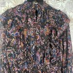 Fate Women's Boho Paisley Mini Dress M Ruffle Long Sleeve Sheer Lined Multicolor Black Size M Photo 7