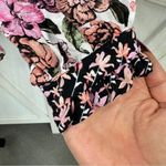 Jane and Delancey Jane and Delancey Floral Ruffle Trim Tiered High Low Tunic Blouse Pink Black Photo 7