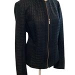 Calvin Klein Crewneck TweedTextured Black Blazer w/Gold Accents Beautiful Piece Photo 0