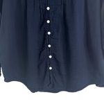 Quince Organic Textured Cotton Peasant Blouse Navy Blue 100% Cotton Swiss Dot S Photo 4