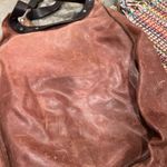 Leather Dean Bag Teardrop Round Handle Hobo Boho Two Tone Hippie Western Medium Brown Photo 10