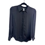 H&M H M Black Long Sleeve Collared Button Up Shirt Women Size 4 Photo 1