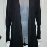 August Silk Black Ribbed Knit Cardigan Sweater Women's Size M Long Sleeve Photo 0